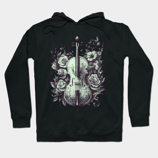 Cello & roses pixel art nokia green Hoodie by Bassivus